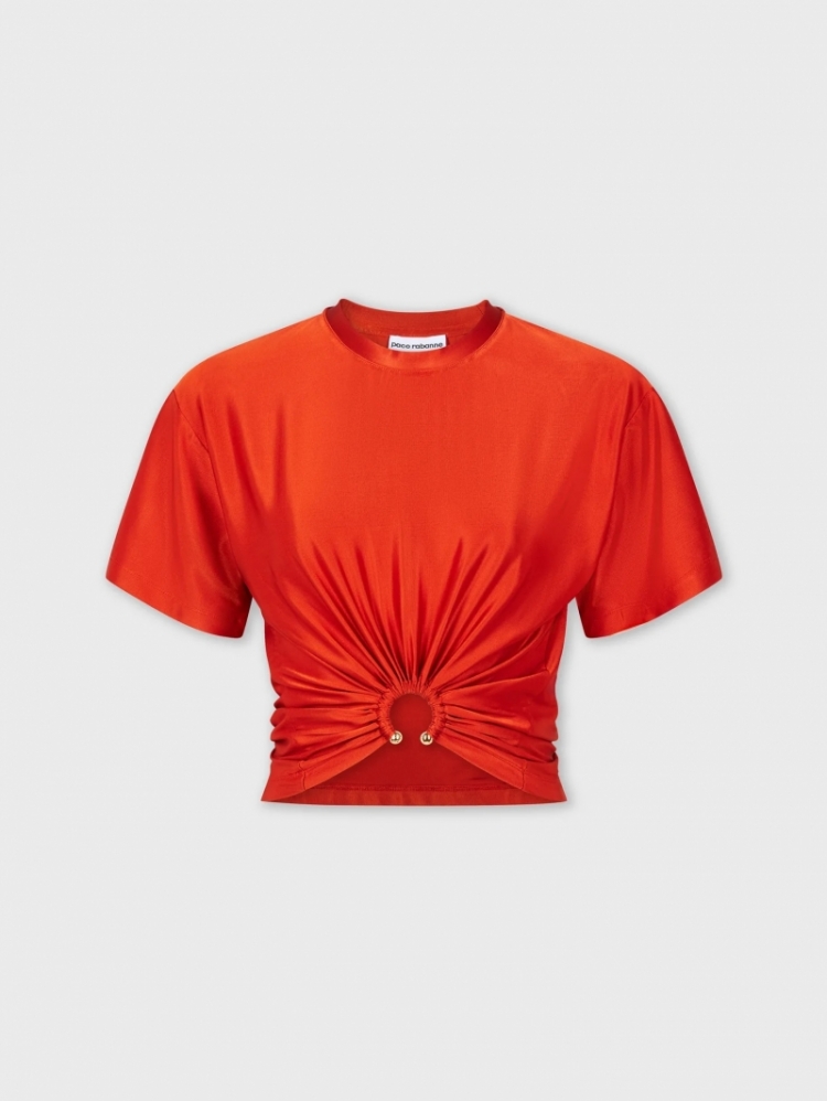 CROP TOP IN JERSEY WITH PIERCI PAPRIKA