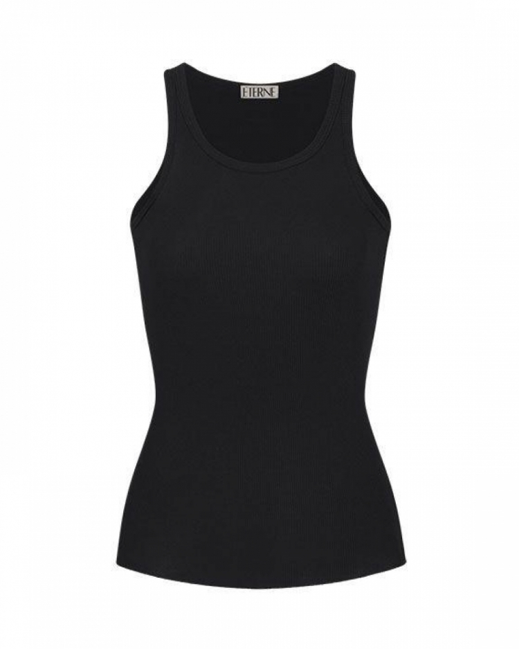 HIGH NECK FITTED TANK BLK BLACK