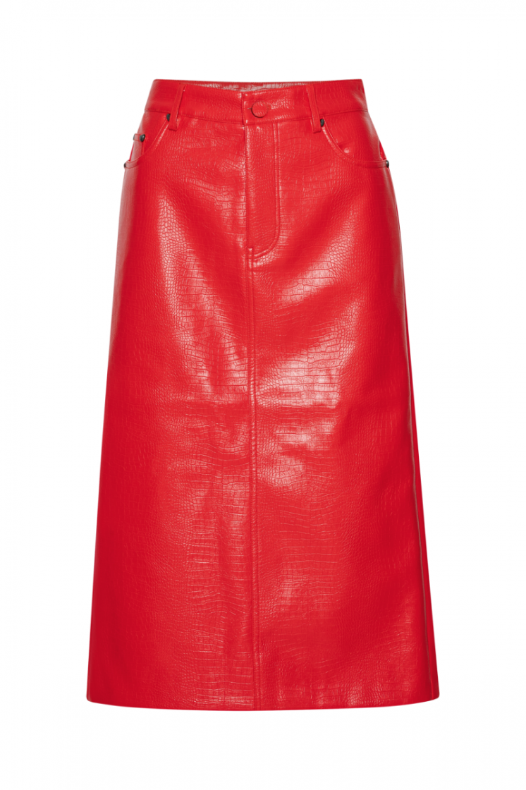 Textured Midi Skirt 18-1763 High Ri