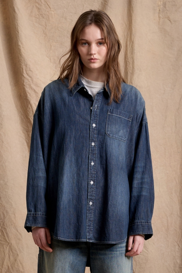 BUTTON FRONT SHIRT SEYMOUR INDIGO