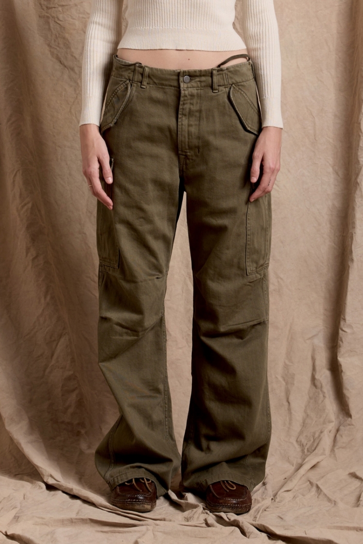 WIDELEG CARGO PANT OLIVE GREEN