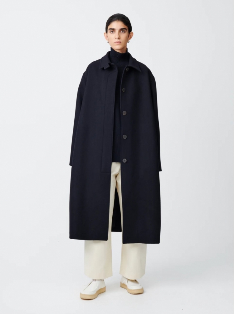 ROUNDED OVERCOAT NAVY