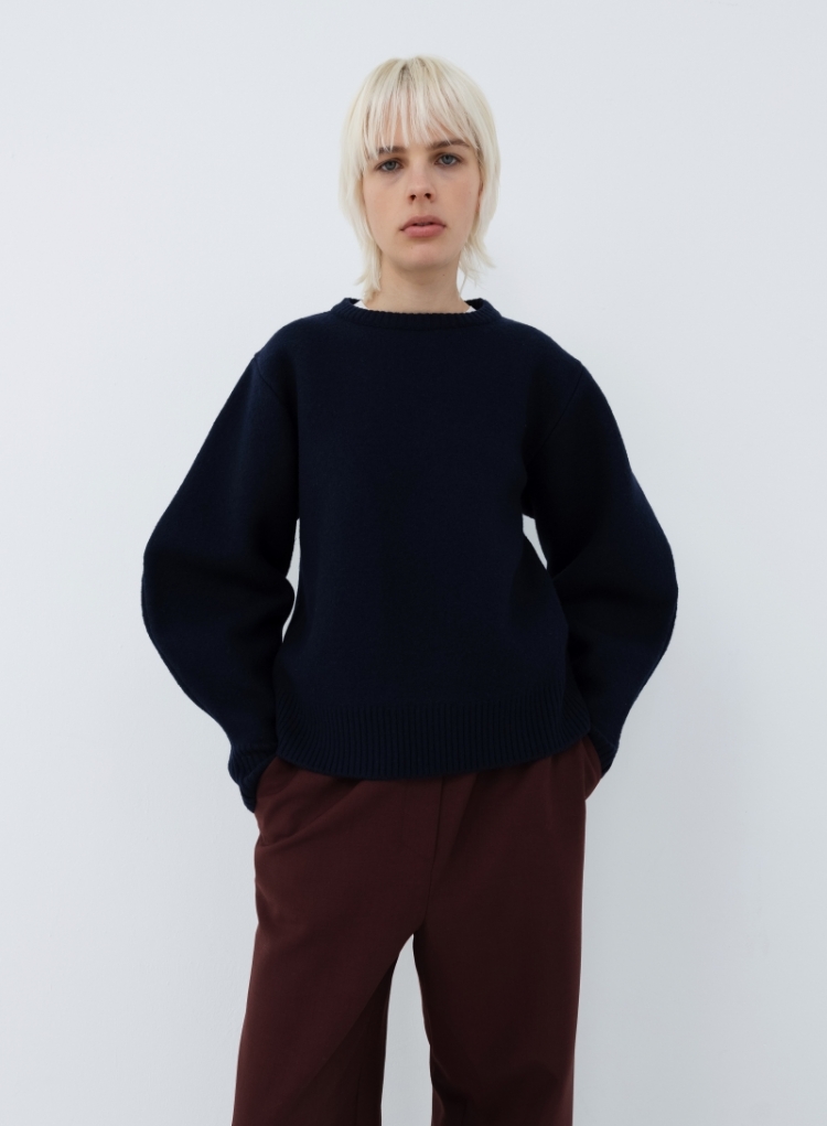 Crew sweater boiled wool Navy
