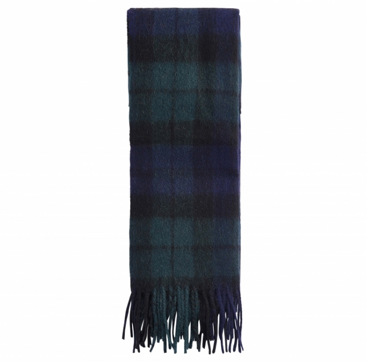 BARBOUR NEW CHECK TARTAN SCARF NY91 BLACK