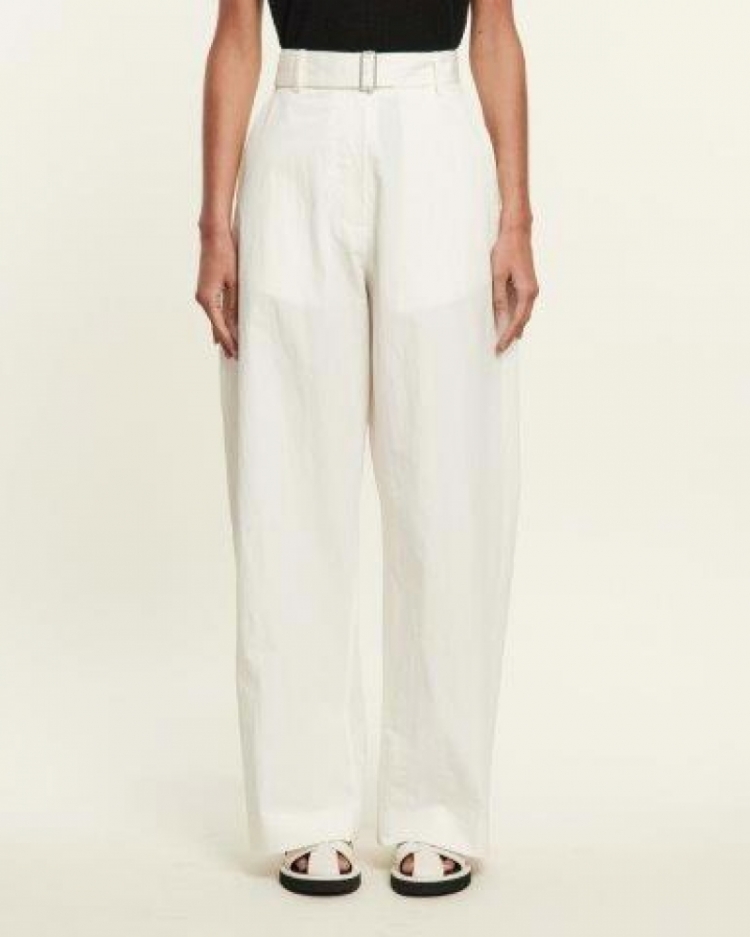 BELTED ROUND LEG PANT PARCHMENT