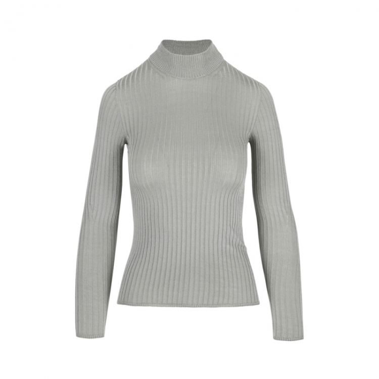 LONG SLEEVES RIB SWEATER GREY