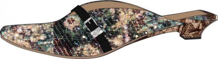 Sue Kitten Heel Mule Tapestry - Jadeite