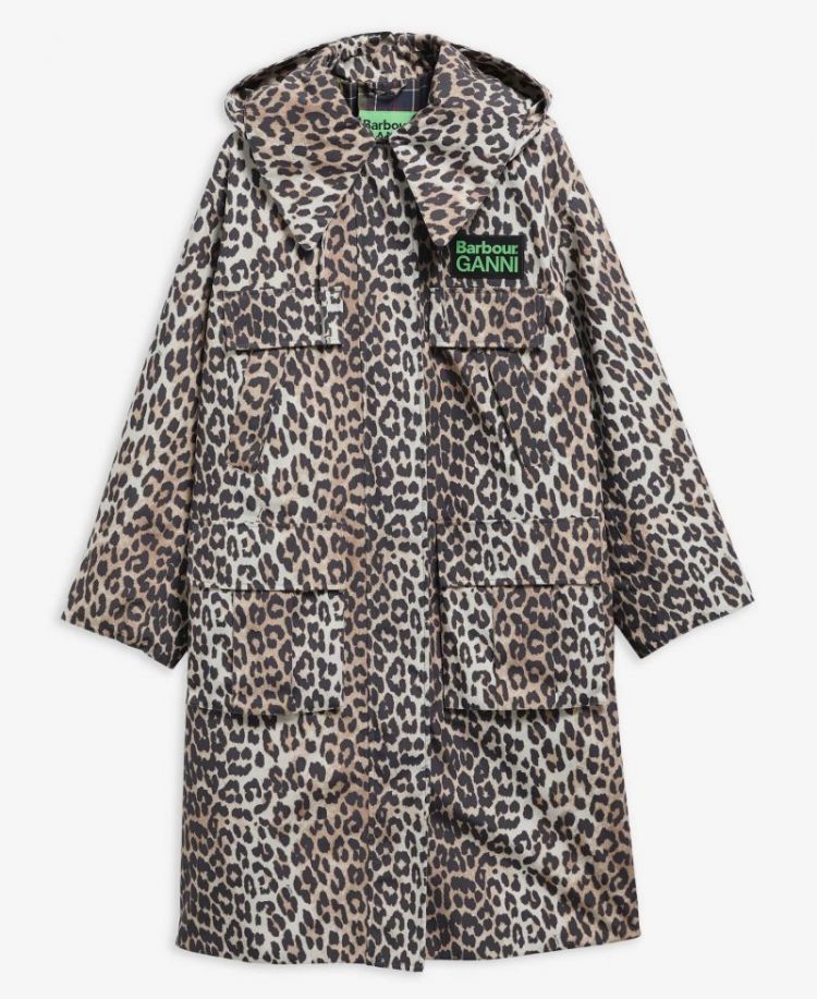 BARBOUR X GANNI WATERPROOF PAR BK11 LEOPARD