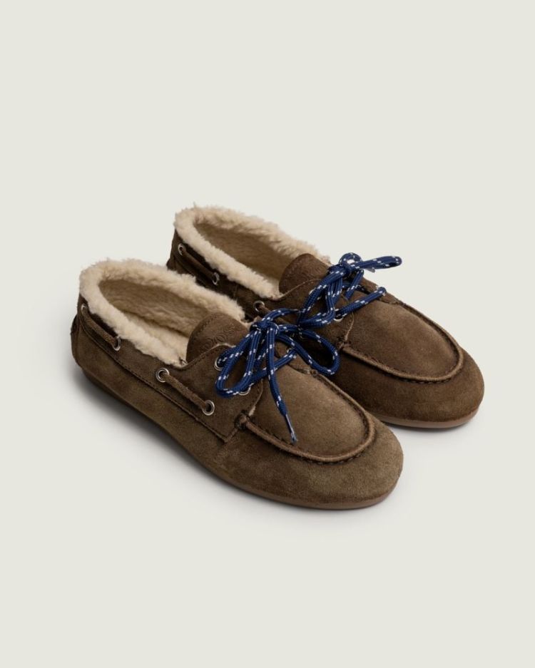 Boat Loafer Brushed Fur Suede 201 Dark brown