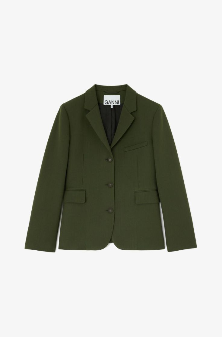 Single Wool Twill Blazer - Kombu Green