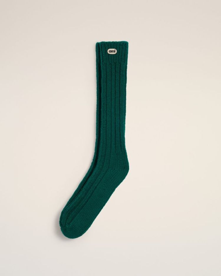WOOL SOCKS WITH AMI PATCH 312 VERT BOUTEI