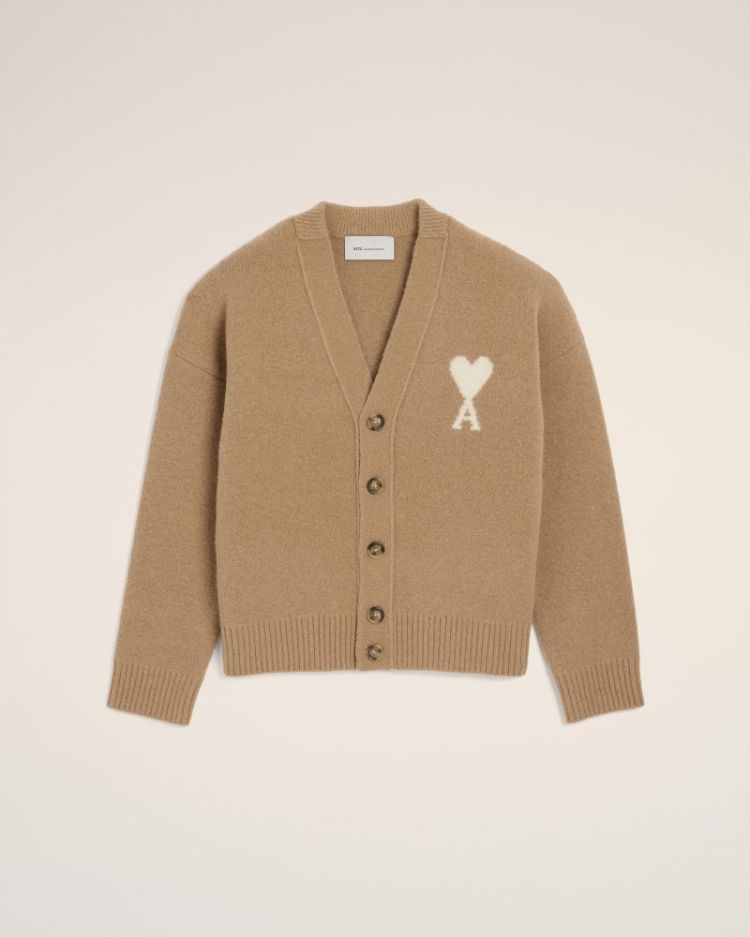 QUOTA - V NECK CARDIGAN WITH A A278 BEIGE MAST