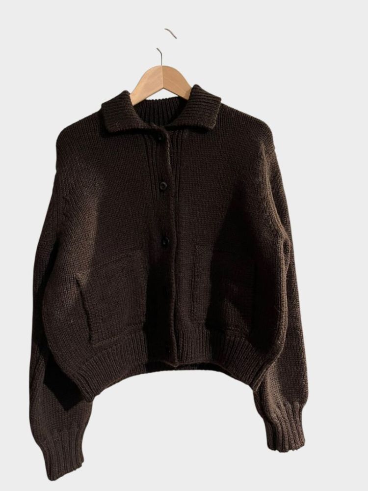 MHL BOMBER CARDIGAN - DARK BROWN