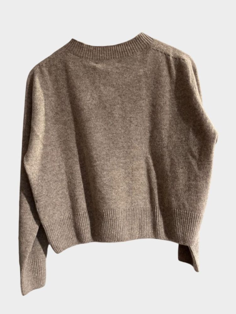 SMALL CREW NECK CARDIGAN - NATURAL