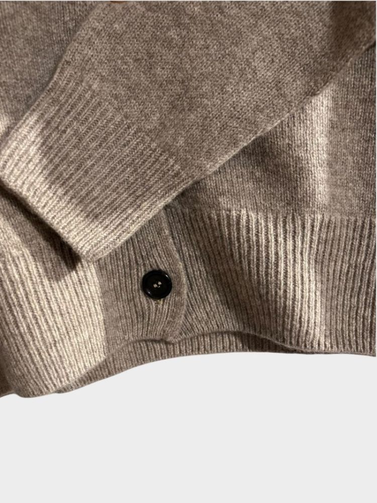 SMALL CREW NECK CARDIGAN - NATURAL