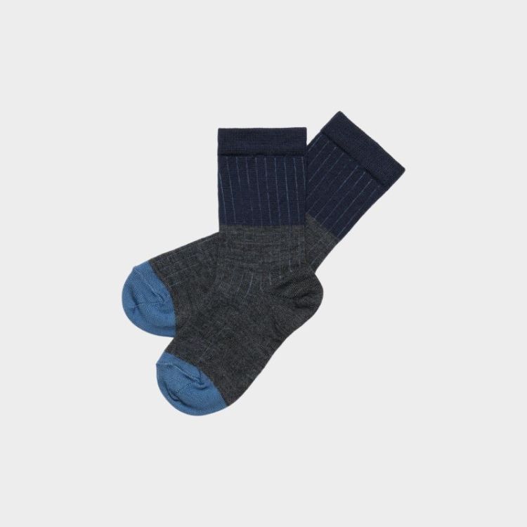 2-Pack Contrast Rib Socks - steel melange