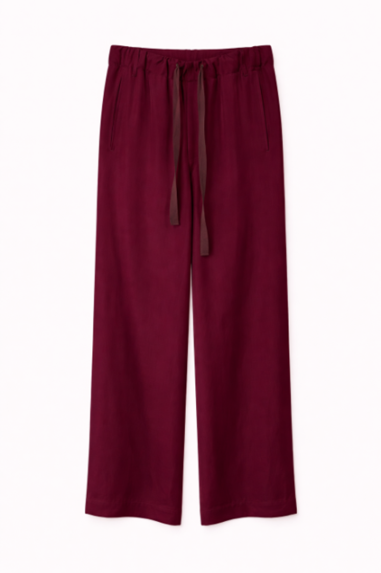 FLUID DRAWSTRING PANTS - AUBERGINE