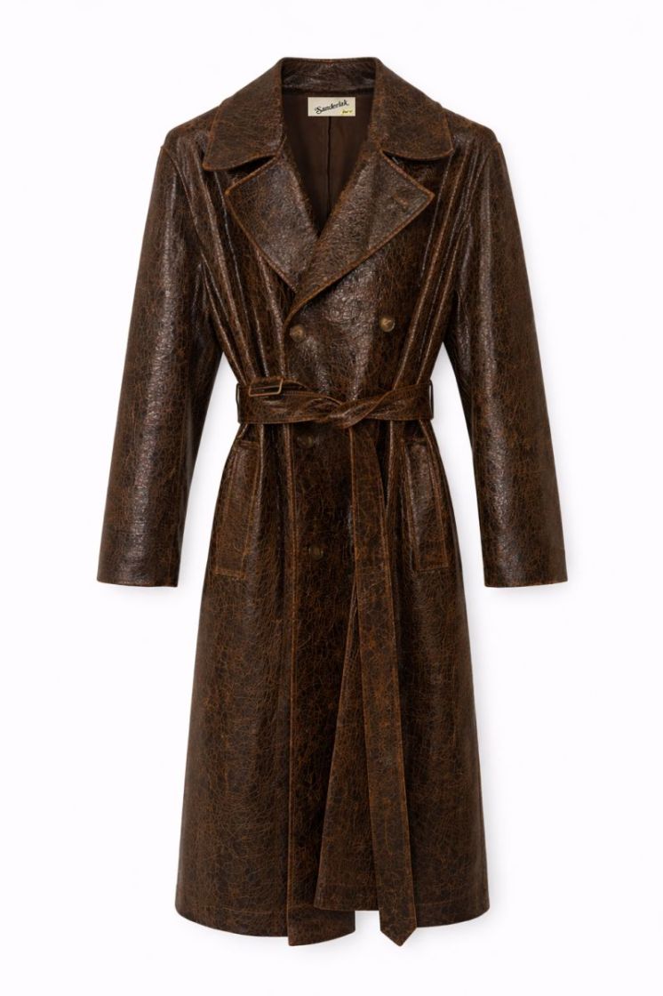 LEATHER TRENCH COAT - DARK CHOCOLAT