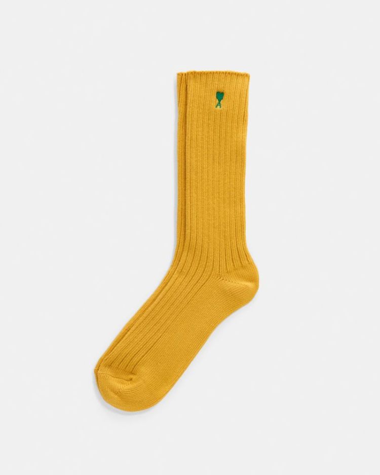 AMI DE COEUR EMBROIDERY SOCKS A414 OCHRE